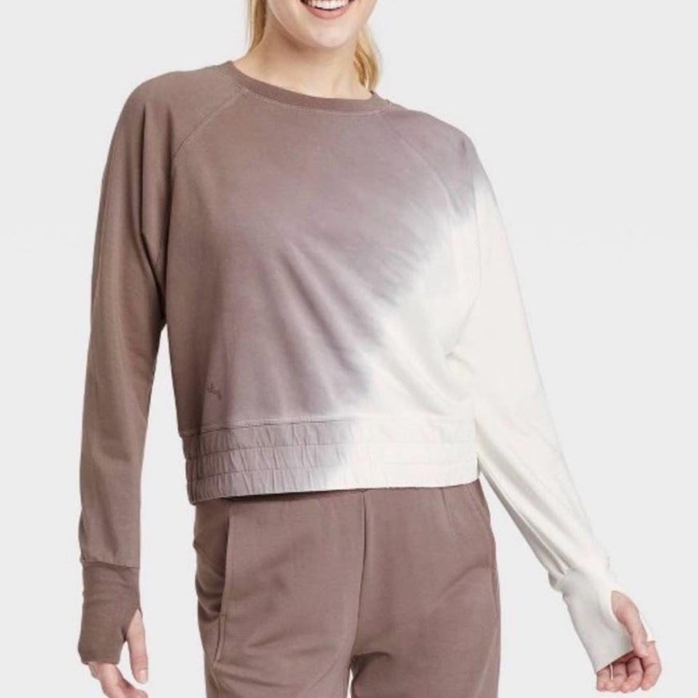 JoyLab Ombre Sweatshirt in Taupe and Cream